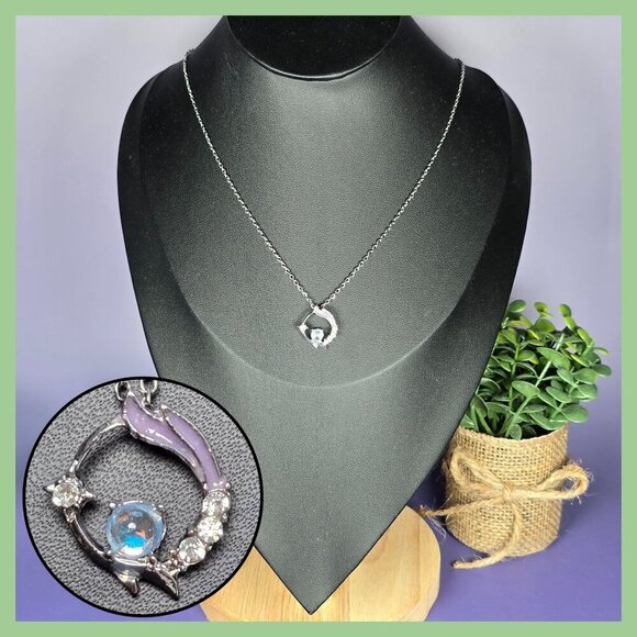 Moonlit Dreams Necklace With Purple Enamel & Crystals (NWOT) - Picture 1 of 5